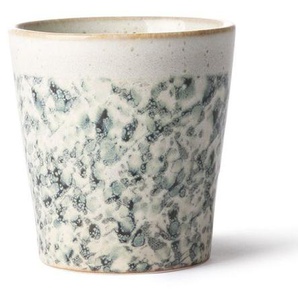HK living 70s ceramics hail mug Kaffeebecher - green-white - 7,5x7,5x8 cm