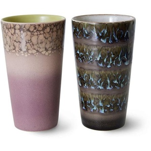 HK living 70s ceramics Milchbecher - 2er-Set - forest - 2er-Set: 280 ml - Höhe 13 cm