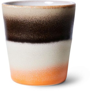 HK living 70s ceramics mug Kaffeebecher - Bomb - black/ white/ orange - 180 ml - Ø 7,5 cm x H 8 cm