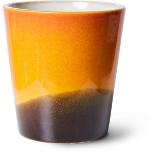 HK living 70s ceramics mug Kaffeebecher - Sunshine - orange/ black - 180 ml - Ø 7,5 cm x H 8 cm