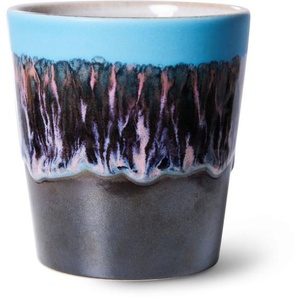 HK living 70s ceramics mug Kaffeebecher - Swinging - Blue/black - 180 ml - Ø 7,5 cm x H 8 cm