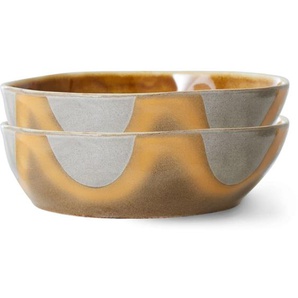 HK living 70s Ceramics Pasta Teller - 2er Set - oasis - 2er-Set: 800 ml - Ø 19,5 cm - 19,5x19,5x5,2 cm