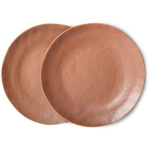 HK living Bold & Basic Ceramics Beilagenteller - 2er-Set - brown - 2er-Set: Ø 21,5 cm - 21,5x21,5x2,8 cm