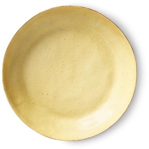 HK living Bold & Basic Ceramics Beilagenteller - 2er-Set - yellow/brown - 2er-Set: Ø 21,5 cm - 21,5x21,5x2,8 cm