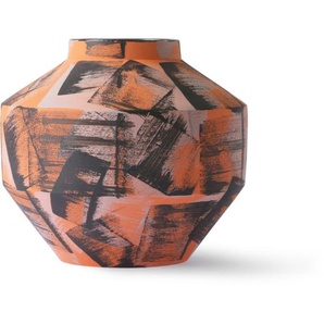HK living Brushed Blumenvase - orange-black - 17,5x17,5x16 cm