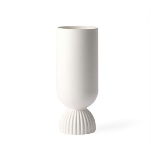 HK living ceramic flower ribbed base Vase - matt white - 10 x 10 x 25 cm