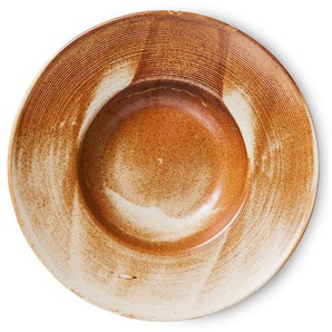 HK living home chef ceramics Pastateller 4er-Set - rustic cream/brown - 4er-Set: 280 ml - Ø 28 cm