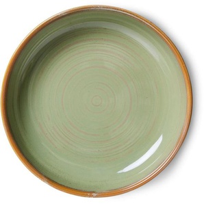 HK living home chef ceramics tiefe Teller 4er-Set - moss green - 4er-Set: L - 560 ml - Ø 21,5 cm