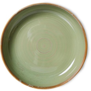 HK living home chef ceramics tiefe Teller 4er-Set - moss green - 4er-Set: M - 480 ml - Ø 19,3 cm