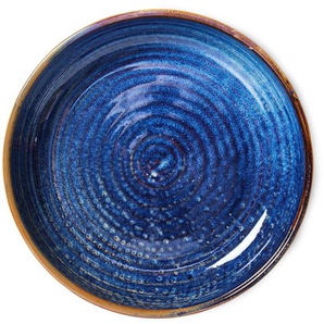 HK living home chef ceramics tiefe Teller 4er-Set - rustic blue - 4er-Set: M - 480 ml - Ø 19,3 cm