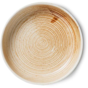 HK living home chef ceramics tiefe Teller 4er-Set - rustic cream/brown - 4er-Set: L - 560 ml - Ø 21,5 cm