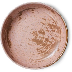 HK living home chef ceramics tiefe Teller 4er-Set - rustic pink - 4er-Set: L - 560 ml - Ø 21,5 cm