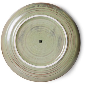 HK living home chef ceramics tiefer Teller - moss green - 1-Stück: L - 560 ml - Ø 21,5 cm