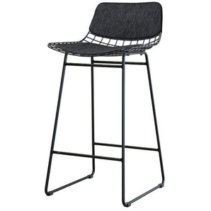 HK living Sitzkissen gefüllt für Wire Chair Barhocker - Black - 32x38 cm - Rücken 17x38 cm