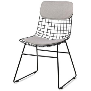 HK living Sitzkissen gefüllt für Wire Chair Esszimmerstuhl - Pebble - 37x42 cm - Rücken 22x41 cm