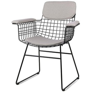 HK living Sitzkissen gefüllt für Wire Chair mit Armlehnen - Pebble - 39x46 cm - Rücken 22x41 cm - Arm 39x9,5 cm