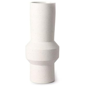 HK living speckled clay Vase straight Blumenvase - M - White/crème - Ø 13 cm - Höhe 32 cm