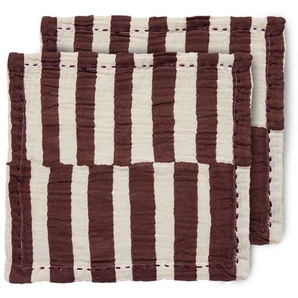 HK living striped Servietten - 2er-Set - burgundy - 2er-Set: 30x30 cm