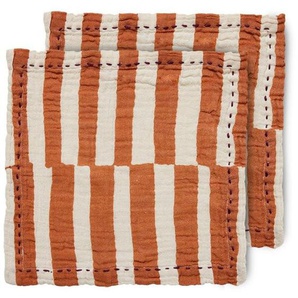 HK living striped Servietten - 2er-Set - tangerine - 2er-Set: 30x30 cm