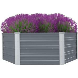 Hochbeet 129 x 129 x 46 cm Verzinkter Stahl Grau