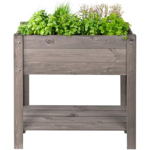 Hochbeet Ablage Pflanz Kasten H=78,5cm Holz Blumen Beet Kübel grau eckig Kräuter