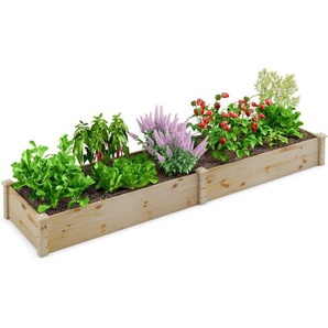 Hochbeet Gartenbeet Holz, 240 x 60 x 25 cm, Pflanzkasten für Gemüse, Blumen, Kräuter, Früchte, Blumenkasten Blumenbeet Kräuterbeet Pflanzbeet für
