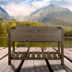 Hochbeet - Holz - 2 Ablagen - Braun - Groß