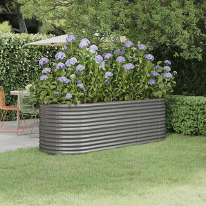Hochbeet Pulverbeschichteter Stahl 224x80x68 cm Grau