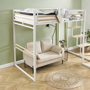 Hochbett - 140 x 200 cm - Metall & MDF - Weiß - JOGUI