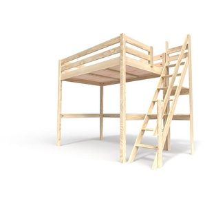 Hochbett holz Sylvia 120x200 mit Müllertreppe