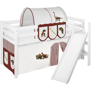 Hochbett Dinos II 90 x 200cm Weiß/Braun