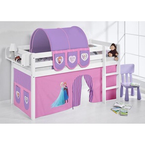 Hochbett Eiskönigin 90 x 200cm Weiß/Flieder mit Leiter