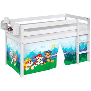 Hochbett Paw Patrol I 90 x 200cm Weiß/Hellblau mit Leiter