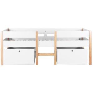 Hochbett Pinien Holz, mit Leiter und 2 Schubladen, inkl. Lattenrost