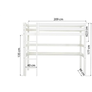 Hoppekids Hochbett  ECO Luxury ¦ weiß ¦ Maße (cm): B: 104 H: 177