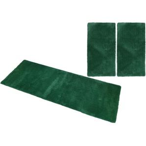 Hochflor-Bettumrandung MY HOME Magong Bettumrandung Gr. B/L (Brücke): 70 cm x 140 cm (2 St.) B/L (Läufer): 70 cm x 270 cm (1 St.), U-förmig, grün (dunkelgrün) Bettumrandungen besonders weich durch Mikrofaser, einfarbiger Bettvorleger, Läufer-Set