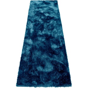Hochflor-Läufer BRUNO BANANI Dana Teppich Teppiche Gr. B/L: 67 cm x 250 cm, 30 mm, 1 St., blau Hochflor-Läufer