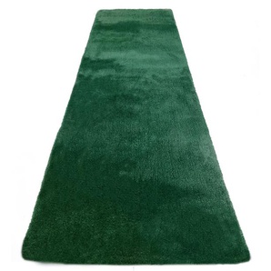 Hochflor-Läufer MY HOME Microfaser Teppich Magong, besonders weich, sehr feiner Flor Teppiche Gr. B/L: 80 cm x 500 cm, 25 mm, 1 St., grün (dunkelgrün) Hochflor-Läufer
