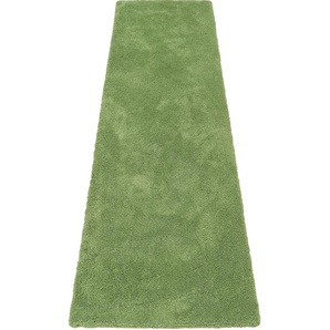 Hochflor-Läufer MY HOME Microfaser Teppich Magong, besonders weich, sehr feiner Flor Teppiche Gr. B/L: 80 cm x 500 cm, 25 mm, 1 St., grün Hochflor-Läufer