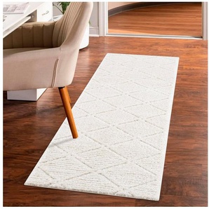Hochflor-Läufer Tammo, Home affaire, rechteckig, Höhe: 20 mm, weich, uni Farben, Rauten-Optik, Hoch Tief Struktur