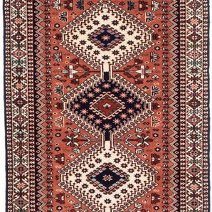 Hochflor-Läufer Yalameh Medaillon Rosso chiaro 202 x 81 cm, morgenland, rechteckig, Höhe: 10 mm, Handgeknüpft
