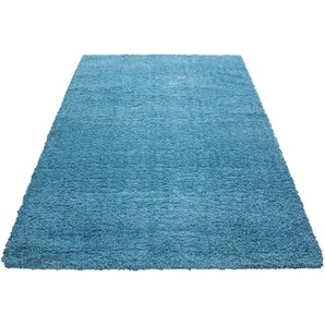 Hochflor-Teppich AYYILDIZ TEPPICHE Ancona 9000 Teppiche Gr. B/L: 240 cm x 340 cm, 50 mm, 1 St., blau (türkis) Esszimmerteppiche