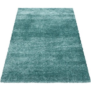 Hochflor-Teppich AYYILDIZ TEPPICHE BRILLIANT 4200 Teppiche Gr. B/L: 160 cm x 230 cm, 50 mm, 1 St., blau (aquablau) Esszimmerteppiche Langflor, auch als Läufergröße