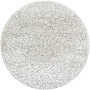 Hochflor-Teppich AYYILDIZ TEPPICHE BRILLIANT 4200 Teppiche Gr. Ø 200 cm, 50 mm, 1 St., beige (natur) Esszimmerteppiche Wohnzimmer