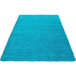 Hochflor-Teppich AYYILDIZ TEPPICHE Dream Shaggy Teppiche Gr. B/L: 200 cm x 290 cm, 50 mm, 1 St., blau (türkis) Esszimmerteppiche Wohnzimmer