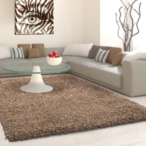 Hochflor-Teppich AYYILDIZ TEPPICHE Life Shaggy 1500 Teppiche Gr. B/L: 160 cm x 230 cm, 30 mm, 1 St., braun (mokka) Esszimmerteppiche Langflor, uni, große Farbauswahl, robust, auch als Läufer und in rund
