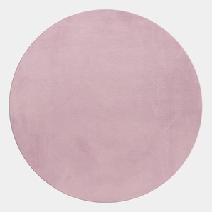 Hochflor-Teppich AYYILDIZ TEPPICHE POUFFY 5100 Teppiche Gr. Ø 200 cm, 20 mm, 1 St., rosa (rose) Esszimmerteppiche Besonders weich Softfllor waschbar