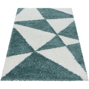 Hochflor-Teppich AYYILDIZ TEPPICHE TANGO 3101 Teppiche Gr. B/L: 280 cm x 370 cm, 50 mm, 1 St., blau Esszimmerteppiche