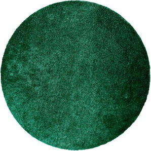 Hochflor-Teppich BRUNO BANANI Dana Teppich Teppiche Gr. Ø 190 cm, 30 mm, 1 St., grün (dunkelgrün) Esszimmerteppiche unifarben, Mikrofaser Teppiche, Wohnzimmer, Schlafzimmer, Esszimmer