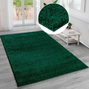Hochflor-Teppich BRUNO BANANI Shaggy Soft Teppiche Gr. B/L: 200 cm x 200 cm, 30 mm, 1 St., grün (dunkelgrün) Esszimmerteppiche gewebt, Uni Farben, besonders weich und kuschelig